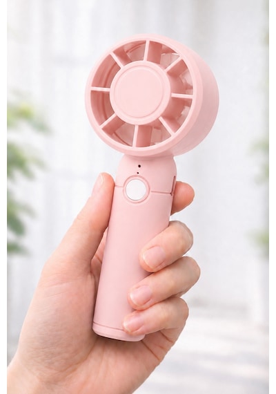 Turbo 3 Mod Şarjlı El Fanı 3 Kademe Seyahat Masaüstü Vantilatör Taşınabilir Mini Fan Pembe F130