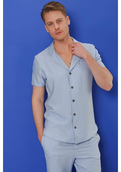 Efor G 1549 Slim Fit Mavi Klasik Gömlek Mavi