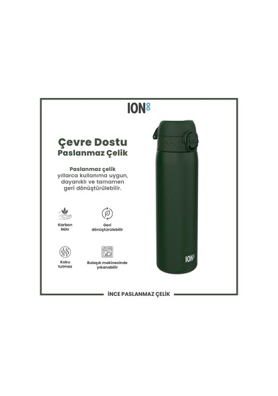 Ion8 - Paslanmaz Çelik İnce Suluk - Koyu Yeşil - 600 Ml - Sızdırmaz