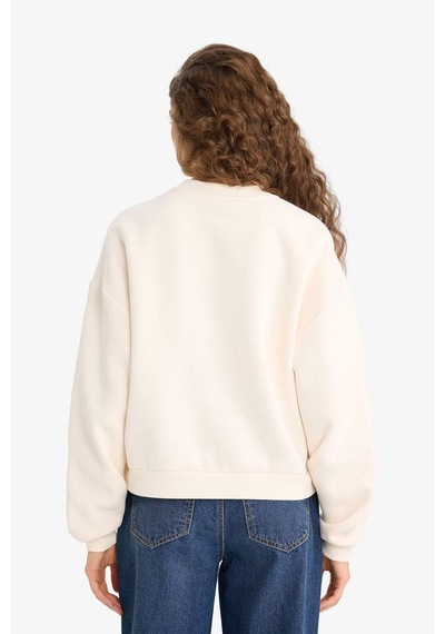 Defacto Regular Fit Bisiklet Yaka Baskılı Sweatshirt E9502ax25wnwt32 Beyaz