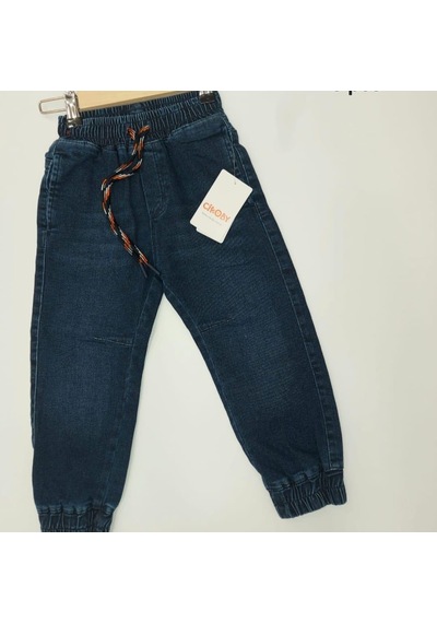 Çikoby Erkek Çocuk Bel Paça Lastikli Lcralı Kot Pantolon-13480-lacivert Lacivert