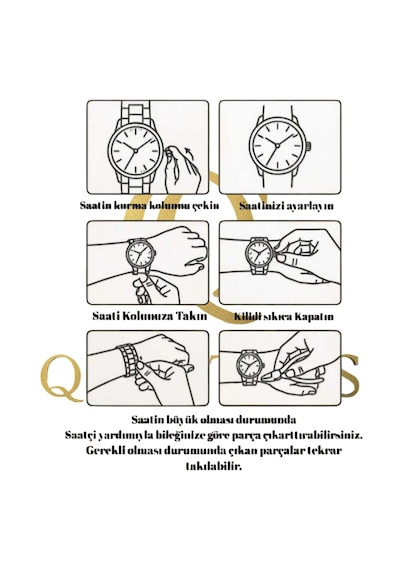 Qulothes Special Zirkon Baget Taş Bileğe Sarmalı Kadın Kol Saati Beyaz