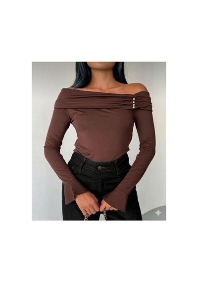 No Brand Taşlı Madonna Yaka İspanyol Kol Dalgıç Kumaş Bluz Kahverengi - 825834967 Kahverengi No Brand Taşlı Madonna Yaka İspanyol Kol Dalgıç Kumaş Bluz Kahverengi - 825834967 Kahverengi