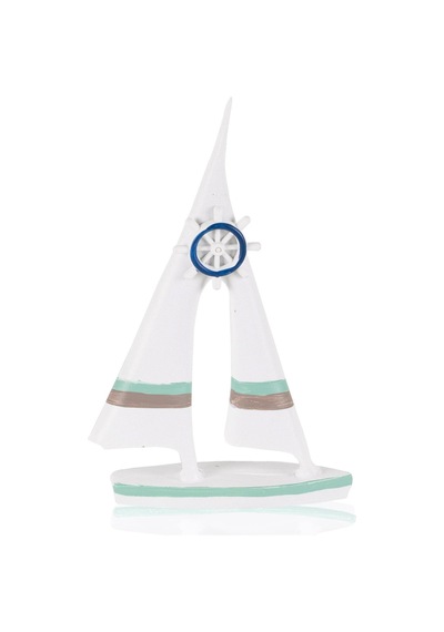The Mia Retro Marin Çift Yelkenli Mavi Dümenli Biblo 19 Cm