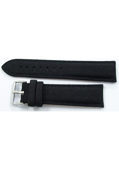 Bizon Siyah Kumaş Saat Kordonu 24Mm Dokuma Spor Perlon Kayış