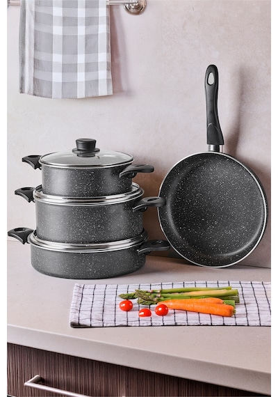 Mastergranito Grey 7 Parça Tencere Ve Tava Seti Gri