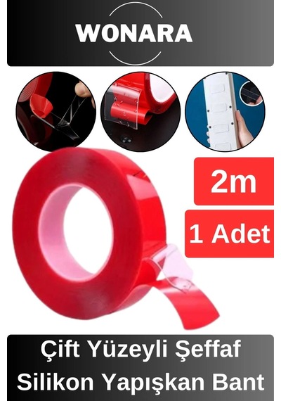Premium Ekstra Sağlam Çift Yüzeyli Çok Amaçlı Tamir Montaj İçin Şeffaf Silikon Yapışkan Bant 1 Adet