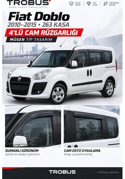 Fiat Doblo 3 2010-2015 Tam Uyumlu Cam Rüzgarlığı 4'lü