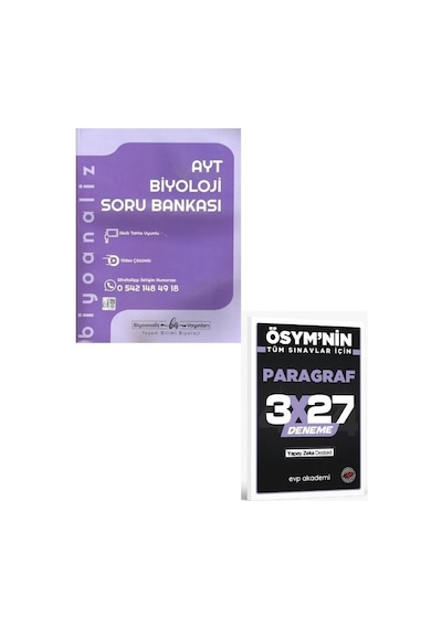 2027 Biyoanaliz 2027 Ayt Biyoloji Soru Bankası+ Evp Akademi Paragraf
