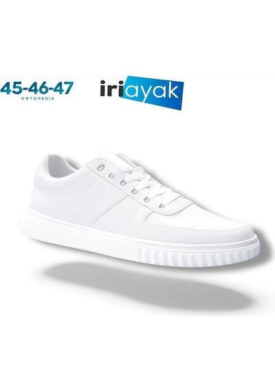 İriayak Büyük Numara Rahat Kalıp Erkek Günlük Ayakkabı Beyaz