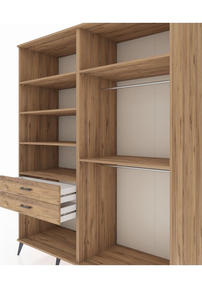 Kronos Gardrop 6 Raflı 2 Çekmeceli 2 Askılı 176x59x221 Çam-çam Beyaz Kronos Gardrop 6 Raflı 2 Çekmeceli 2 Askılı 176x59x221 Çam-çam Beyaz