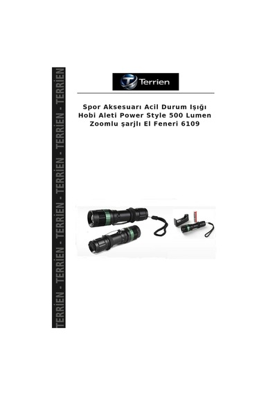 Spor Aksesuarı Acil Durum Işığı Hobi Aleti Power Style 500 Lumen Zoomlu Şarjlı El Feneri 6109 Çok Renkli