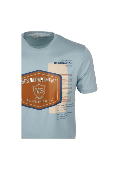 Ncs Mavi Bisiklet Yaka Slim Fit Dar Kesim Baskılı T-shirt 1216-mavi Mavi