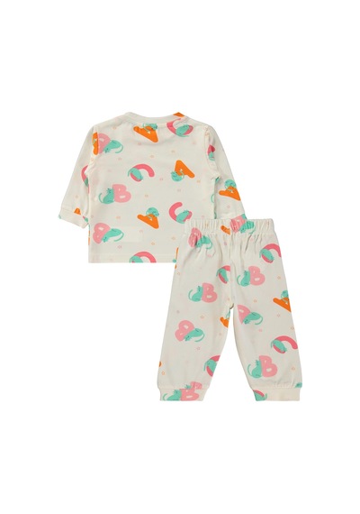 Civil Baby Harf Kedi Empirme 6-18 Ay Pijama Takımı - Ekru