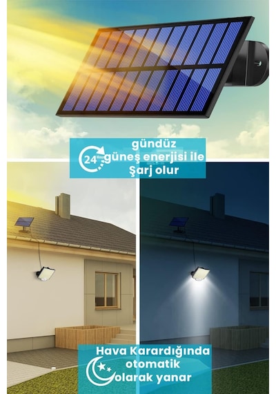 Trendpoint Solar Güneş Enerjili 110 Ledli Kumandalı Hareket Sensörlü 3 Modlu Bahçe Aydınlatma Lamba