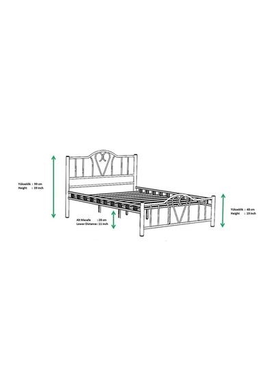 Argimo Orkide Çift Kişilik Ferforje Metal Karyola 140 x 200 Bordo