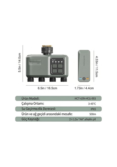 4 Çıkışlı Akıllı Wi-fi & Rf Bahçe Sulama Zamanlayıcısı 4 Bağımsız Bölge Kontrolü, Uzaktan Mobil Kontrol, Ipx5 Su Geçirmezlik, 500m Rf Menzil, Otomatik Programlama