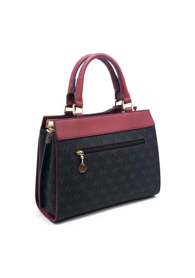 Silver Polo Sp1174 Kadın El Çantası Monogram Siyah-bordo