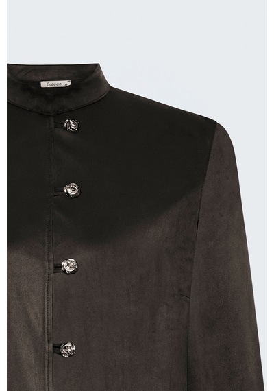 Sateen Süet Gömlek - Kahve-138117