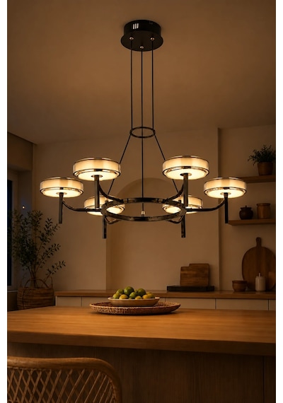 6'lı Modern Premium 3 Renkli Ledli Sarkıt Avizesi Salon Mutfak Oturma Odası Şık Modelleri 70cm 20w Beyaz