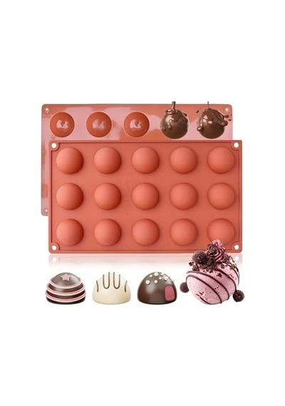 Siliko World 15'li Yarım Küre Muffin, Çikolata, Kek Kalıbı, Silikon 3,8cm, Kırmızı Diğer
