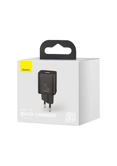 Baseus Super Si 20 W PD Type-C Hızlı Şarj Adaptörü Siyah