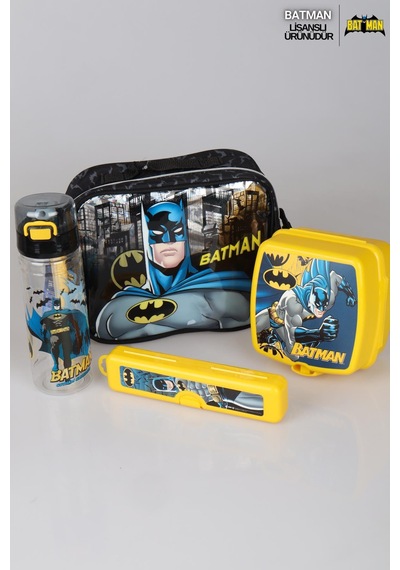 Yeni Sezon Lisanslı Batman Beslenme Çantası,matara,diş Fırçası Kutusu Ve Beslenme Kabı Yemek Seti Altın