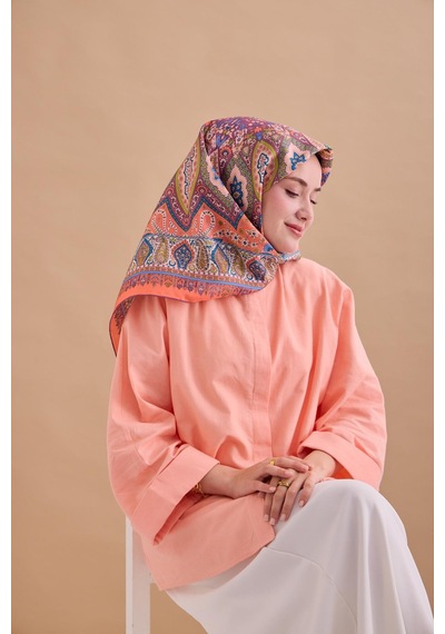 Silk Home Twill İpek Eşarp 11476-28 Parlak Yavruağzı, Haki, Yeşil, Petrol Yeşili