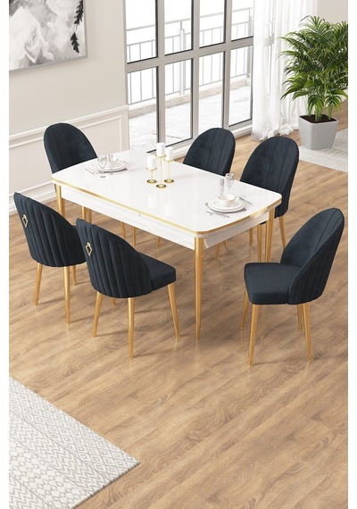 Canisa Edaf Serisi 80x132 Açılabilir Beyaz Mutfak Masa Takımı 6 Antrasit Sandalye Gold Detay Masa Beyaz Sandalye Antrasit Ayak Gold Canisa Edaf Serisi 80x132 Açılabilir Beyaz Mutfak Masa Takımı 6 Antrasit Sandalye Gold Detay Masa Beyaz Sandalye Antrasit Ayak Gold