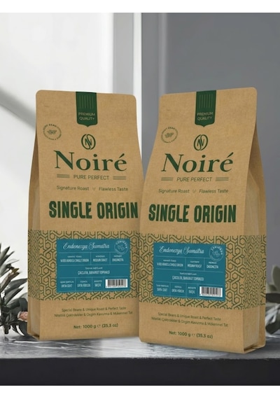 2'li Set Noire Endonezya Sumatra 1kg %100 Arabica Orta Sert, Çikolata & Baharat Topraksı Kahve Çekirdek