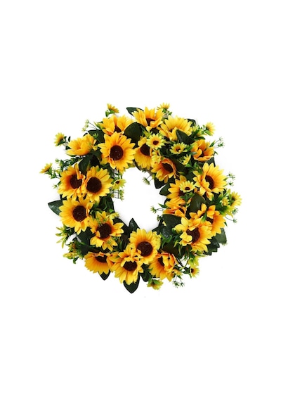 Yapay Çiçek Kapı Süsü Ay Çiçeği Sunflower Yılbaşı Kapı Çelengi