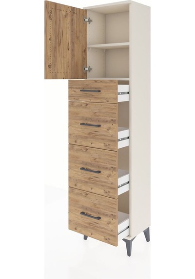 Arges Dolap 2 Raflı 4 Çekmeceli Tek Kapaklı 44x30x182 Aytaşı-çam Aytaşı
