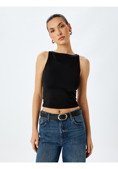 Koton Slim Fit Kayık Yaka Kolsuz Tişört Siyah 5sak10001ek Siyah