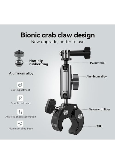 Gidonu Bisiklet Montaj Kelepçeleri Için Hero 13 12 11 10 9 Djı Osmo Action 5 Pro 4 3 360 Çift Top Başlı Kelepçe T Diğer