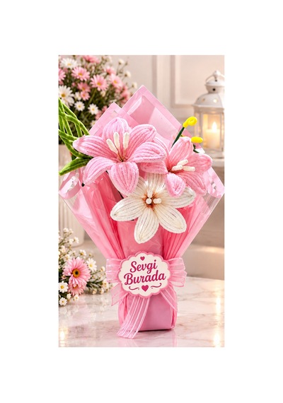 4 Lı Beyaz Pembe Buket Pembe - 935390104 Pembe