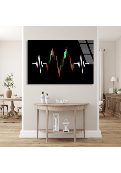 Borsa Grafiği - Cam Tablo - Deg1171 90 X 60 Cm
