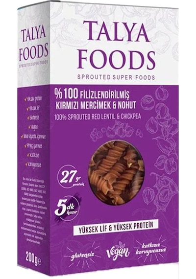 Talya Foods Glutensiz Kırmızı Mercimek - Nohut Makarnası 200 G