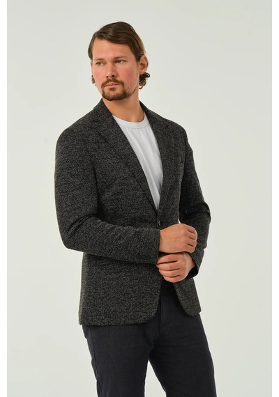 Bonesti Erkek Slim Fit Blazer Ceket Siyah Desenli