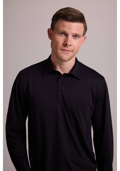 Ysf Erkek Siyah Polo Yaka Sweatshirt