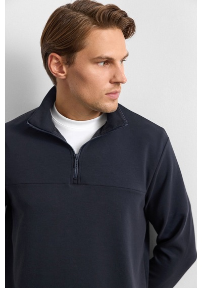 Backandbond Siyah Regular Fit Yarım Fermuarlı Sweatshirt