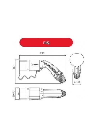 Elektrikli Araç Şarj Kablosu Priz + Fiş Seti - 5 M Monofaze 20A Kablolu Şarj Seti
