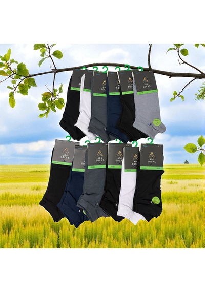 Adg Socks Erkek Kısa Dikişsiz Bambu Çorap 6'lı Ve 12'li Siyah