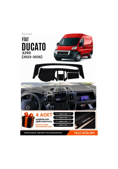 Fıat Ducato 2006-2014 X250 Uyumlu Torpido Örtüsü, Torpido Kılıfı - Siyah Gri