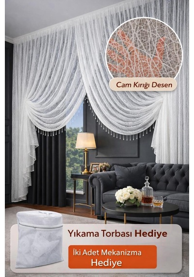 Yeni Sezon Trend Spor Desenli Kruvaze Salon Ve Misafir Odalarına Uygun Tül Perde Orta Pile Kırık Beyaz Yeni Sezon Trend Spor Desenli Kruvaze Salon Ve Misafir Odalarına Uygun Tül Perde Orta Pile Kırık Beyaz