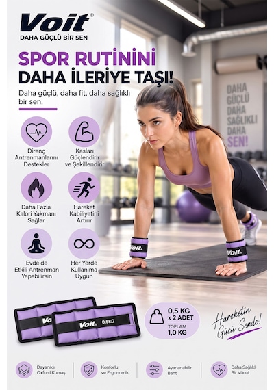 0.5 KG x 2 Adet Ayarlanabilir El ve Ayak Bilek Ağırlığı, Cırt Cırtlı Fitness ve Egzersiz Ağırlık Seti
