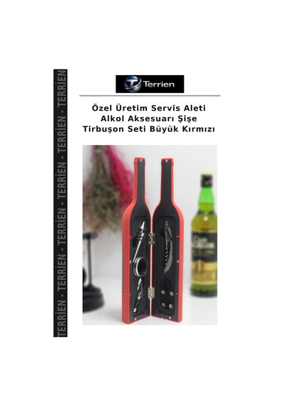 Özel Üretim Servis Aleti Alkol Aksesuarı Şişe Tirbuşon Seti Büyük Kırmızı Çok Renkli