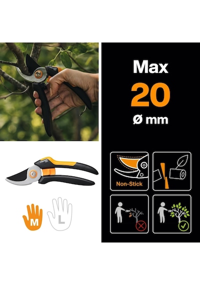 Fiskars Bypass M Bahçe Makası, Masif, P321, Taze Dallar Ve Çalıla