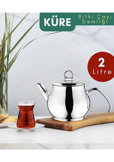 Yunusoğlu Home Küre 2 Litre Paslanmaz Çelik Bitki Çayı Demliği Inox