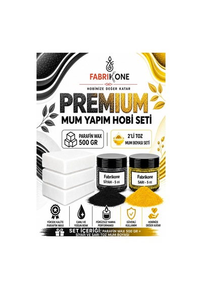 Premium Mum Yapım Hobi Seti - Parafin Wax 500 Gr - 2'li Toz Mum Boyası Seti - Siyah, Sarı Bkfabpw5002ssr Karışık