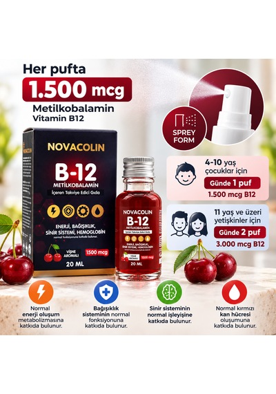 Novacolin Vitamin B12 Metilkobalamin Sprey 1500 Mcg 20 Ml
